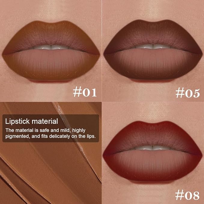 3Pcs Gradient Matte Lipstick Crayon Lip Liner pencil, Flawless Contour Gradual Ombre Effect lip Pencil, for Women Long Lasting Waterproof Smudge Proof Lipstick Pencil 01#+05#+08#