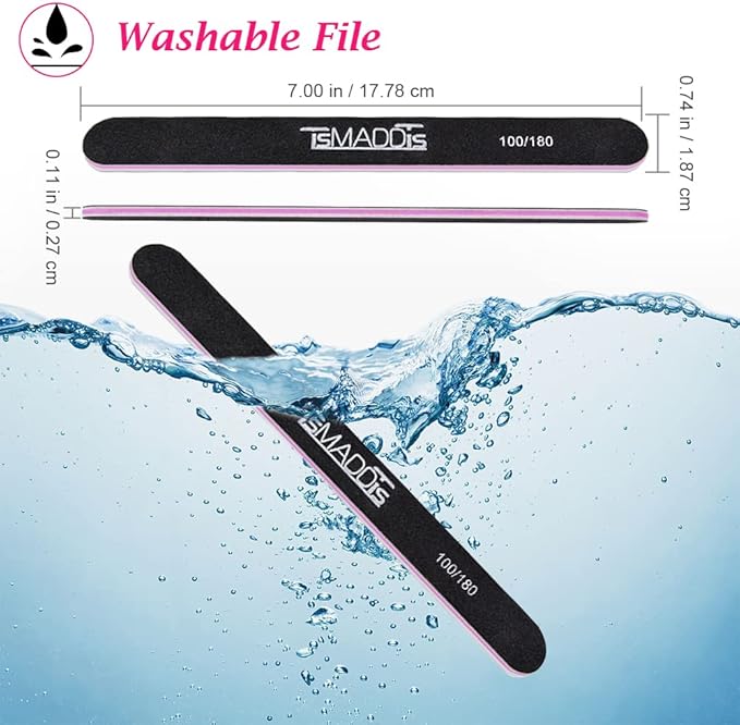 20Pack Nail Files, TsMADDTs Double Sided Emery Board 100 180 Grit Manicure File for Natural Acrylic Artificial Nail for Girls Women Men