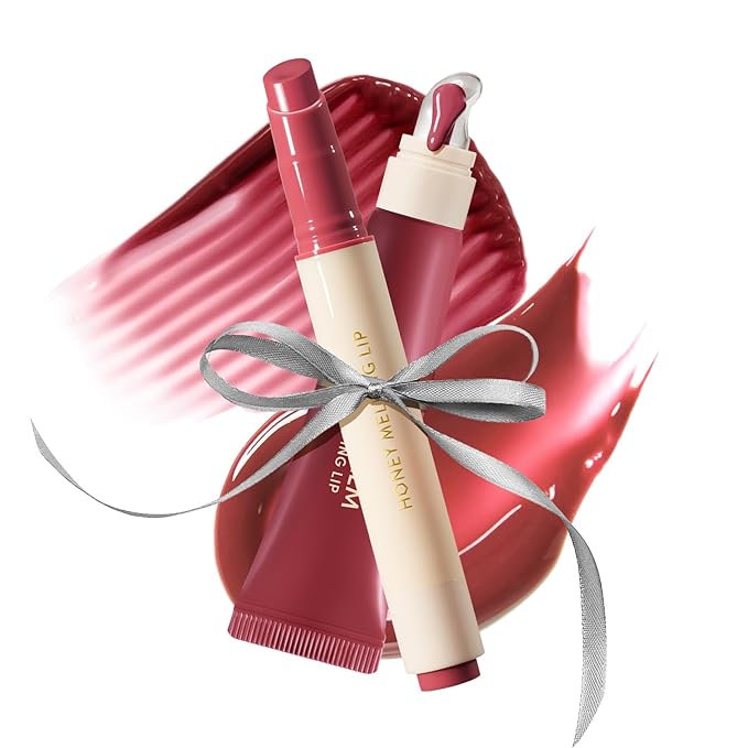 Nature Republic Honey Melting Lip & Butter Balm (BERRY & RASPBERRY GLAZE) Set - Moisturizing Tinted Lip Balm, Plumping Gloss, Peptides, Fuller-Looking Lips, Stocking Stuffers
