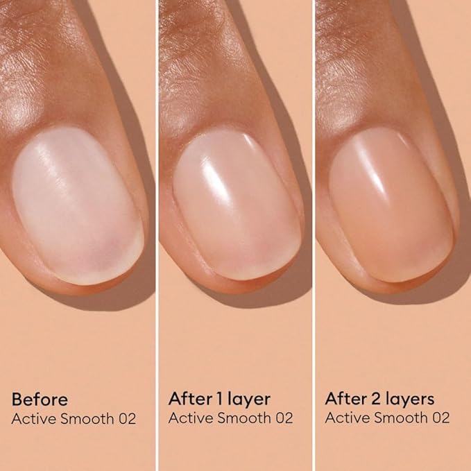 Manucurist Active Smooth 02 Nail Concealer Polish & Care - 2 in 1 Nude Nail Polish : Nail Strengthener and Growth - Nail Concealer - Ridge Filler for Nails - Natural Nail Polish - Golden Finish
