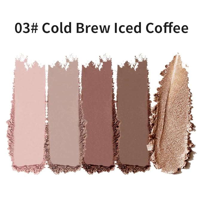 4 Color Eyeshadow Palette, Matte and Shimmer Powder Makeup, Highly Pigmented Blendable Shadows, Long-Lasting Waterproof, Natural Nude Brown Pink Shades (B-3#, 1 Count (Pack of 1))