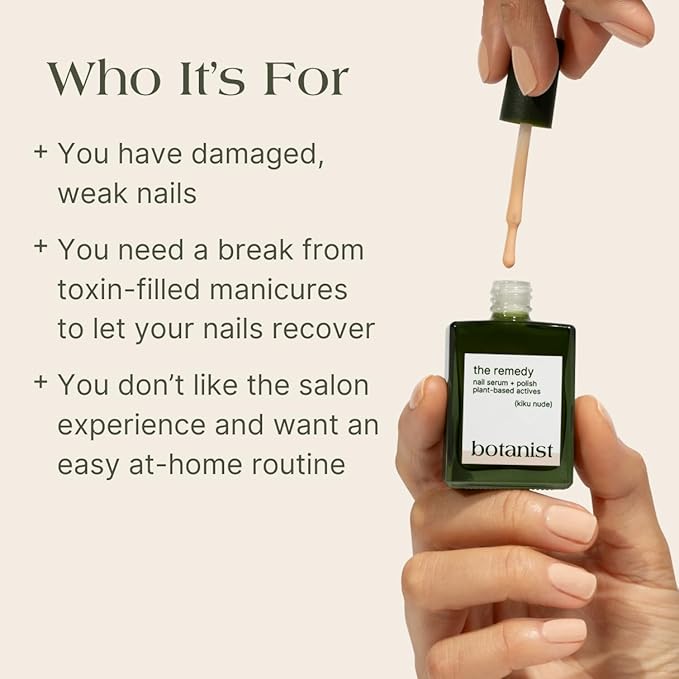 Botanist The Remedy | Nail Strengthening Polish | Repairs & Hardens Nails Damaged from Acrylics, Dip & Gel Manicures | Non-Toxic, 84% Plant Based, 21-Free & Vegan (Nude)