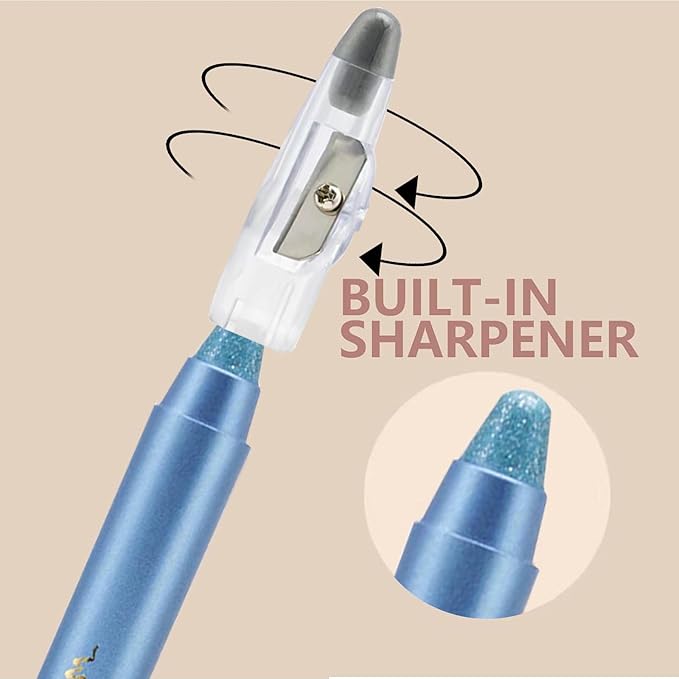 Light Blue Eyeshadow Stick, Blendable Creamy Eye Brightener Stick, Waterproof Eyeshadow Pencil Long Lasting Crayon, Smooth Eye Shadow Highlighter Eye Liner Makeup.#4 light blue shimmer