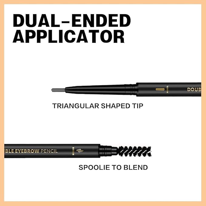 O'CHEAL Grey Eyebrow Pencil for Women, Premium Eye Brow Pencil with Spoolie Brush, Longwearing for Perfect Brows, Professional, Precision, Defines, Universal Waterproof Double-ended Eyebrow Pen
