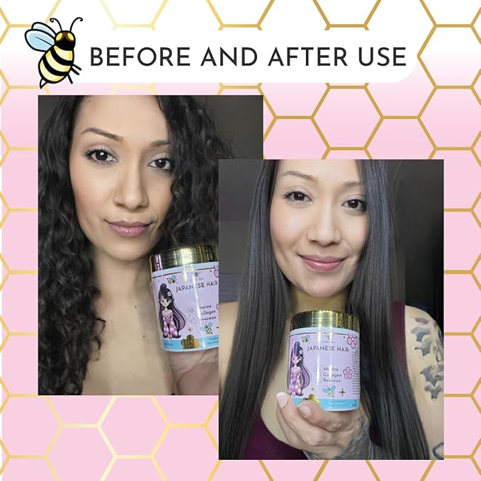 Japanese BTX Hair Mask for Damaged Hair B-TOX – Collagen & Keratin Treatment with Beeswax & Seaweed, Anti-Frizz, Protein Repair, Formaldehyde-Free, 8.8 oz