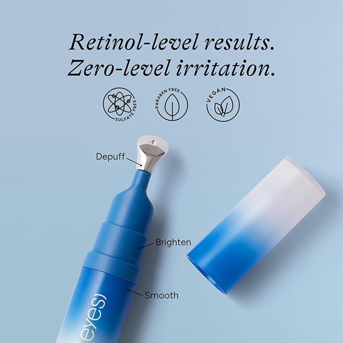 Caffeine Eye Serum, Firming Hydrating Renewing Eye Cream with Bakuchiol Hyaluronic Acid for Reduces Fine Lines, Dark Circles & Puffy Bags, Eyes Care with Zamak Applicator, 0.5 fl. oz