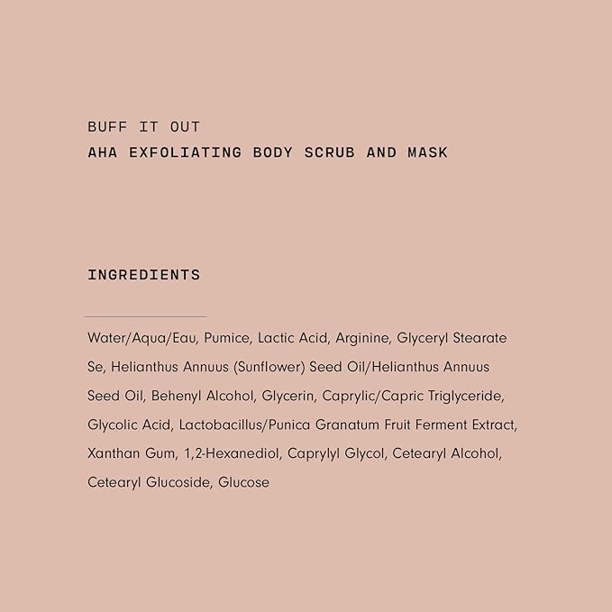 Versed Buff It Out AHA Exfoliating Body Scrub and Mask - Lactic Acid & Glycolic Acid Exfoliant - Microfine Pumice Body Exfoliator to Polish and Smooth Bumpy, Dry Skin - Vegan & Cruelty-Free (6 oz)