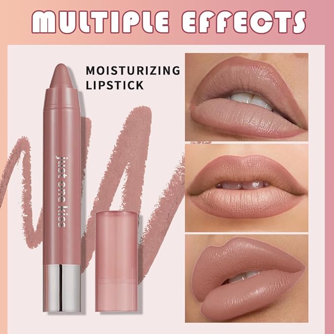 Pink Nude Hydrating Cream Lipstick Lip Crayon for Women, Moisturizing Lipstick Long-lasting Waterproof, Retractable Lips Crayon Liner for Ombre Shades, Lipgloss Tinted Lip Balm + Lips Color in One, 01
