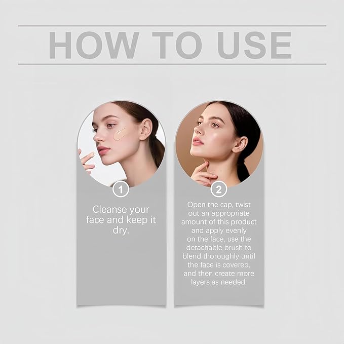 Color Changing Foundation Stick, Medium to Full Coverage Dewy Finish Base Makeup, Dual-Ended with Soft Brush for Flawless Look, Portable & Travel-Friendly (Ivory White)