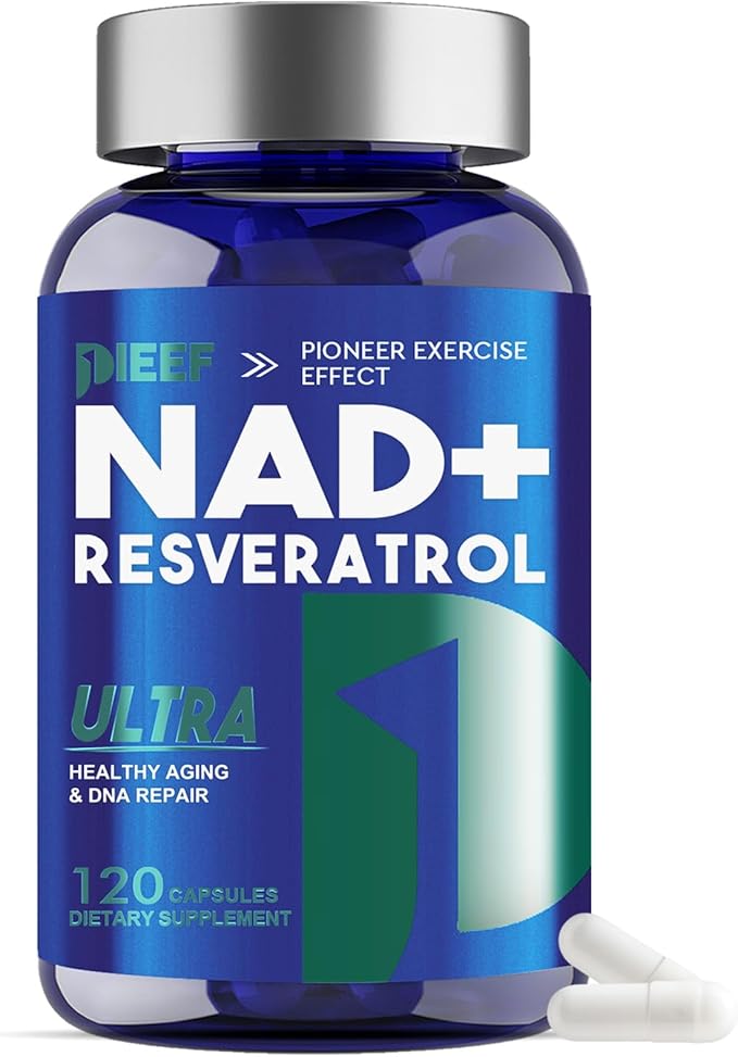 Nicotinamide Adenine Dinucleotide Supplement 1500mg with Resveratrol, 120 Capsules NMN Alternative for Cellular Energy, Anti-Aging & Antioxidant Support, Vegan & Non-GMO Formula