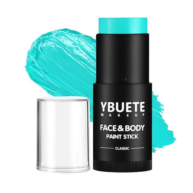 Teal Oil Based Face Body Paint Stick, Non-toxic Full-coverage Face Painting for Sally Makeup Halloween Cosplay Makeup, Waterproof Cream Teal Body Painting for Adults