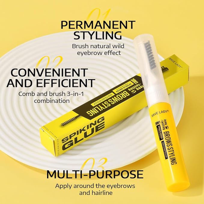 RAVE LADY Eyebrow Sculpt Gel，Long-Lasting Brows Stying Clear-Drying & Waterproof Brow Gel Creates Laminated Brows, Comb & Brush Duo Brows