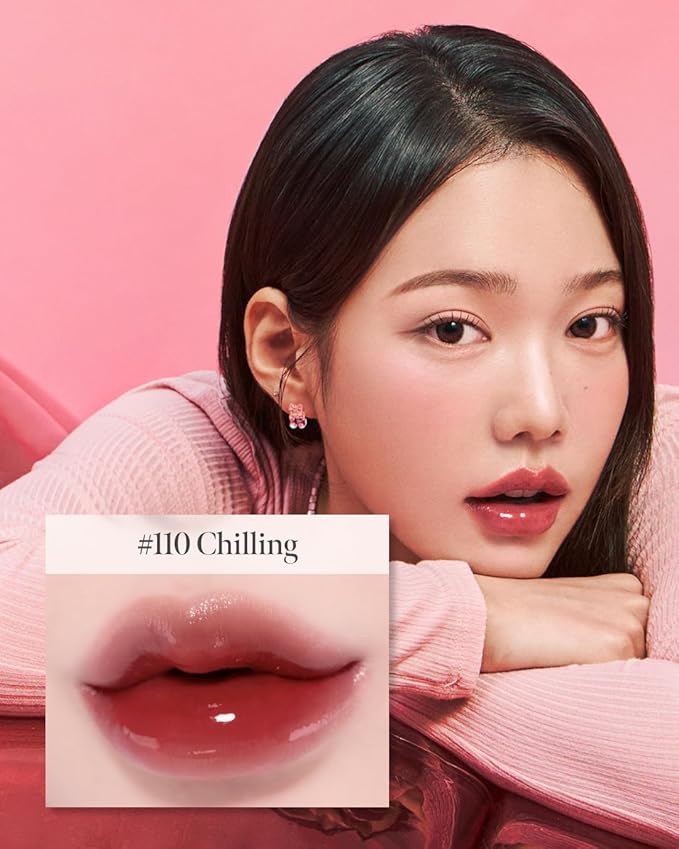 Glow Lock Jelly Tint 110 Chilling 4g, Hydrating Jelly Glow Lip Stain, Glass-Like Shine Lip Gloss, Long-Lasting Color, Moisturizing Lip Enhancer, Collectible Lock-Shaped Design, Korean Makeup