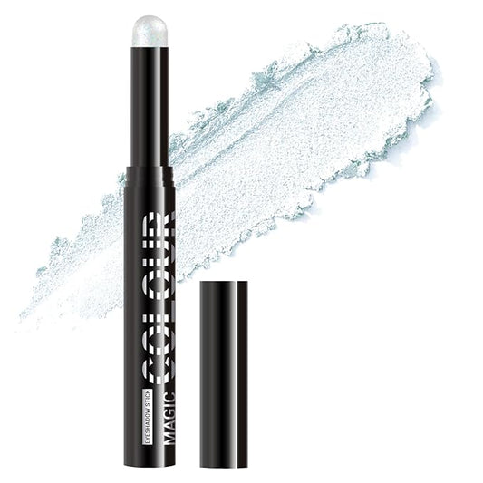 Glitter Cream Eyeshadow Stick, Blue Holographic Eye Shadow Stick, Long-Lasting and Blendable High Pigmented Single Eyeliner Makeup for Women, 19 Blue Aurora