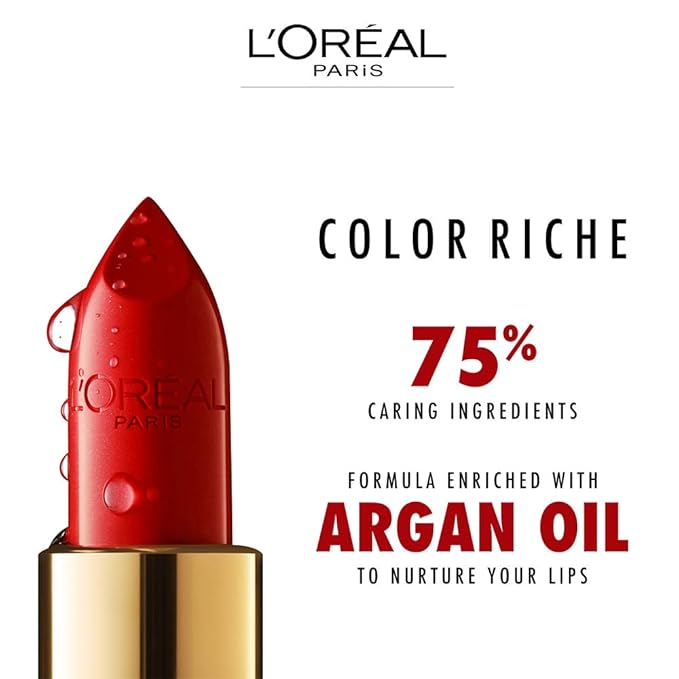 L'Oreal Paris Colour Riche Original Creamy, Hydrating Satin Lipstick with Argan Oil and Vitamin E, Fresh as a Rose, 1 Count