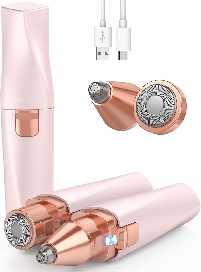 IFANZETECH Eyebrow Trimmer Facial Hair Removal for Women: 2 in 1 Rechargeable Facial Hair Remover & Eyebrow Razor, Electric Painless Face Shaver for Women with LED Light for Eye brow, Lips & Face