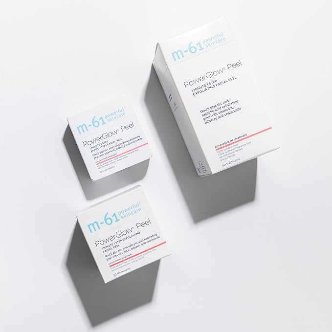 m-61 PowerGlow Peel | Exfoliating Facial Peel With Glycolic, Salicylic Acid. 1 Minute, 1 Step - 10 Treatments