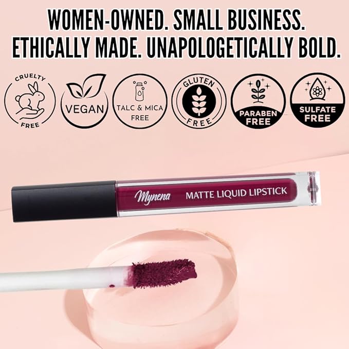 Mynena Muted Mauve Rose Matte Liquid Lipstick | Long-Lasting Comfort | Smudge-Proof Transfer-Resistant | Full Coverage Non-Drying | Vegan & Cruelty-Free | All-Day Wear Lip Color | Lisy