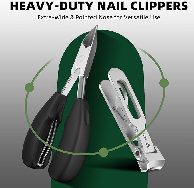VANWIN Toenail Clippers for Seniors Thick Toenails, Large Toe Nail Clippers for Men Thick Nails with 37mm Wide Opening, Heavy Duty Ingrown Toenail Clippers with Long Handle Sharp Slanted Nail Cutter