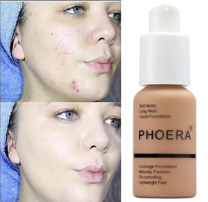 2 Pack Meifen Foundation 101- Porcelain and102- Nude, Full Coverage Flawless Soft Matte 24 HR Oil Control Waterproof Concealer Makeup.