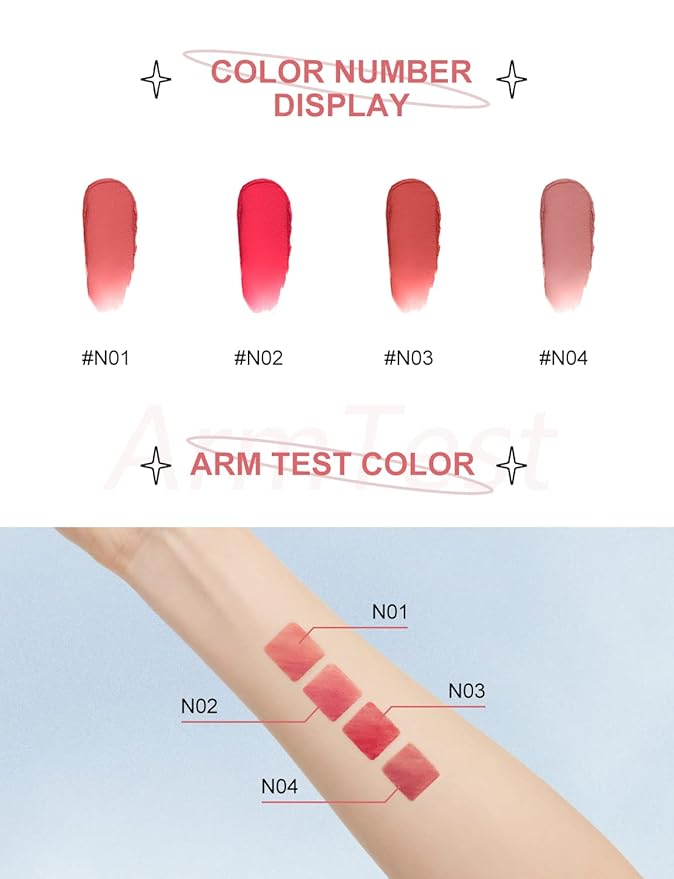 INTO YOU Matte Lipstick, Super Stay Lip Mud for Women, Lip Stain Long Lasting Waterproof, Lip Color Soft Lightweight, Smooth Lip Clay Mousse, Dual-Use For Lips And Cheek, Pink Lipstick (N3)