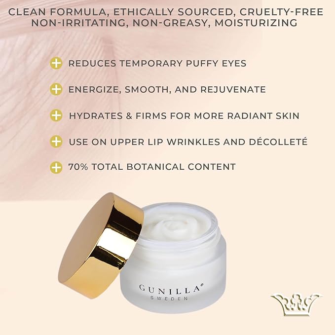 GUNILLA Anti-Aging Eye Cream Eye-de-puff A23 Concentrated with 23 Actives & Botanicals Hydrate & Help Reduce Fine Lines, Puffiness & Dark Circles, Natural, Peptides, Vegan - 5 oz