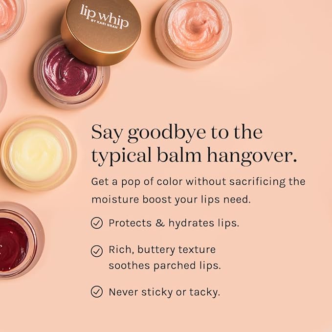 Kari Gran Lip Whip | Moisturizing Lip Balm with Organic Oils | Clear Glossy Sheen + Peppermint | Rich Buttery Texture, Hydrates & Protects | Non-GMO, Organic Ingredients, Made in USA (Cora Gold)