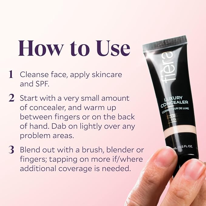 Fièra Luxury Concealer & Foundation with Anti-Aging Ingredients - Full Coverage for Dark Circles, Wrinkles, Fine Lines, and Spots, All-Day Wear For Mature Skin - Sand, 0.5 FL. OZ. / 15 ML