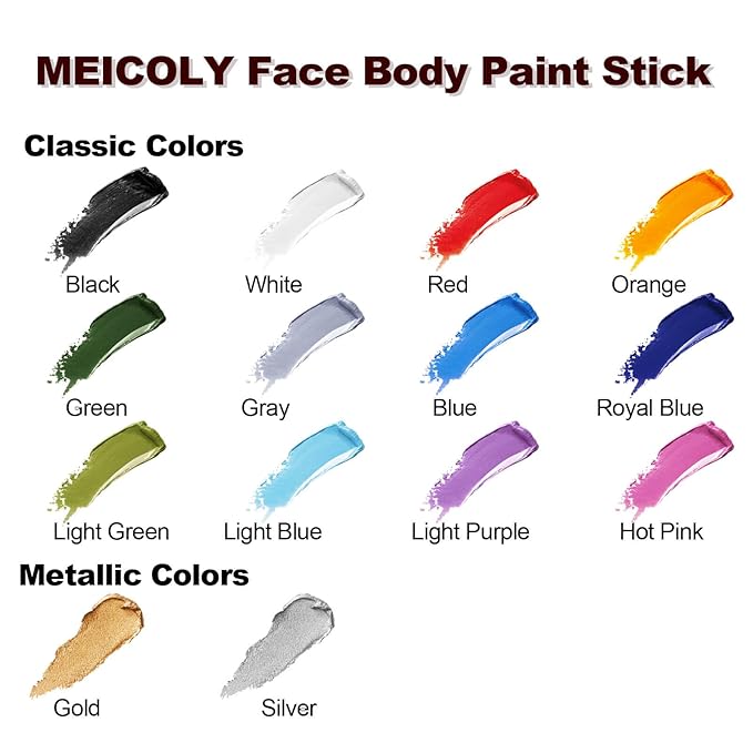 MEICOLY Green Face Body Paint Stick(1.06 Oz),Christmas Stocking Stuffers,Green Face Paint for Halloween Elphaba Witch Makeup,Hunting Hulk Camo Face Paint,St.Patrick’s Day Accessories,Green Eye Black