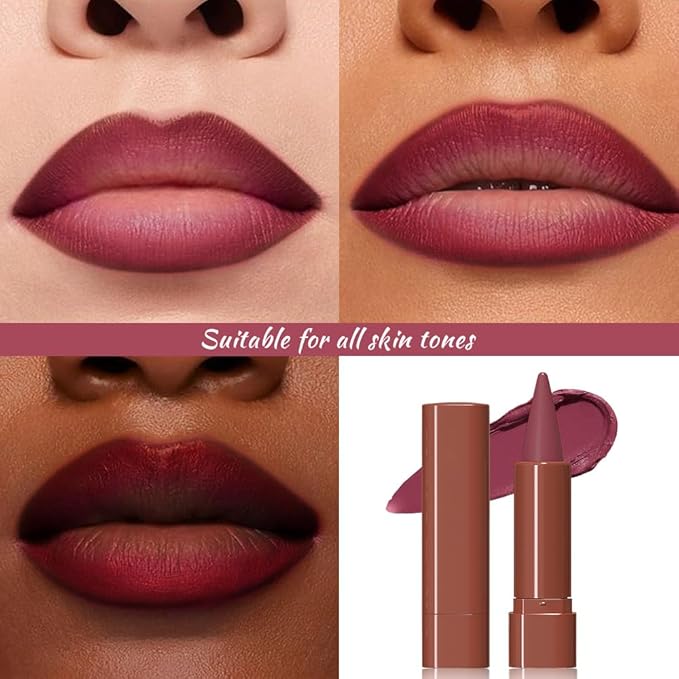 Mauve Gradient Matte Lip Liner Pencil Crayon for Women - Waterproof Smudge-Proof Kissproof Long-Wear Lip Pencil, Flawless Contour Ombre Effect Lip Crayon,Creamy Pigmented Lip Liner 09#