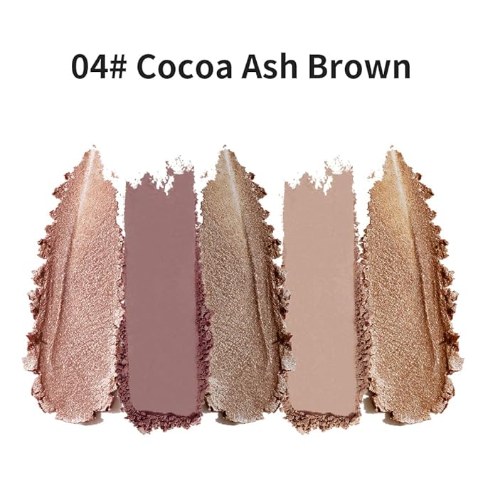4 Color Eyeshadow Palette, Matte and Shimmer Powder Makeup, Highly Pigmented Blendable Shadows, Long-Lasting Waterproof, Natural Nude Brown Pink Shades (B-4#, 1 Count (Pack of 1))