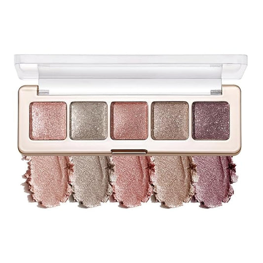 4 Color Eyeshadow Palette, Matte and Shimmer Powder Makeup, Highly Pigmented Blendable Shadows, Long-Lasting Waterproof, Natural Nude Brown Pink Shades (B-5#, 1 Count (Pack of 1))