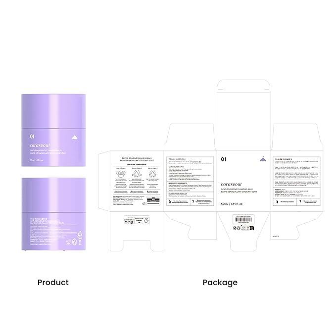 caraseoul Gentle Grinding Cleansing Balm Makeup Remover with BHA Salicylic Acid & Bakuchiol, Vegan, Non-Greasy Texture, Cleansing Oil Travel Size, Korean Skin Care, For All Skin Type (50ml/1.69 fl.oz)