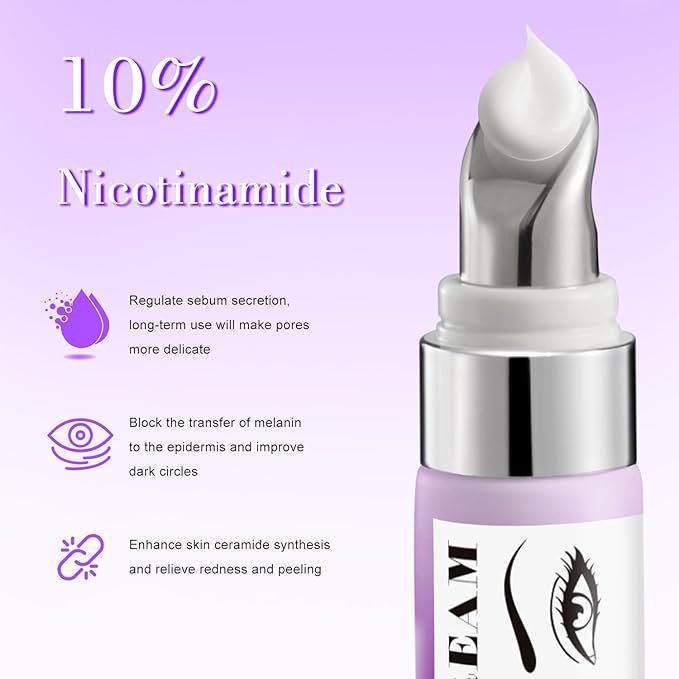 Eye Cream, Under Eye Cream Anti Aging For Puffiness Dark Circles Reduces, Wrinkle & Fine Line Reduction, Eliminate Puffiness, Ritch in 5% Niacinamide Acids for Brighter, Firmer Skin
