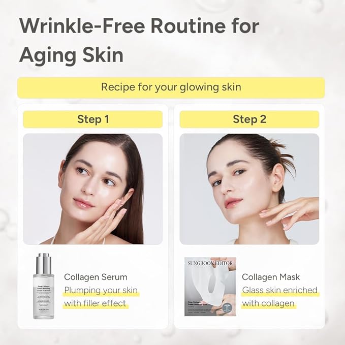 SUNGBOON EDITOR Collagen Glow Bundle Trio: Cream in Serum & Capsule Cream & Deep Collagen Mask(4ea), Gifts for Mom, Korean Skin Care