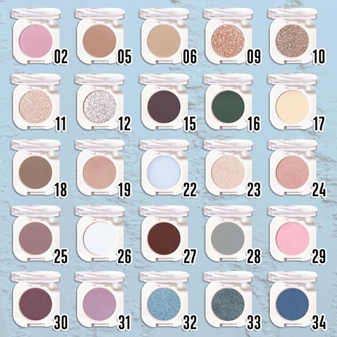 Light Blue White Single Eyeshadow Makeup, Neutral Powde Eye Shadow for Women, Light White Matte Singles Eyeshadow Palette Pigmented Waterproof,sombras para ojos,Girls Monochrome Eyeshadows Gift