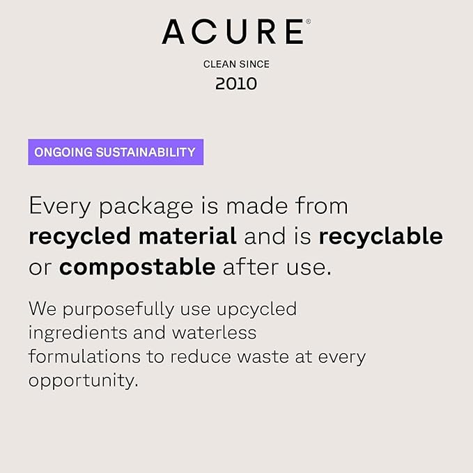 Acure Brightening Body Scrub - Exfoliating Body Scrub with Sea Salt, Scrubber for Men & Women to Smooth Sensitive Skin & Remove Dead Skin Cells, Exfoliator with Clay & Niacinamide - 6 fl oz (2 Pack)