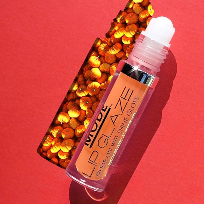 MODE Lip Glaze PUMPKIN SPICE LATTE Flavored Lip Gloss Roll On Sweet Wet Nourising Shine, Hydrating Moisturizing Natural Skincare Fruit Oils, Made in NY, Vegan