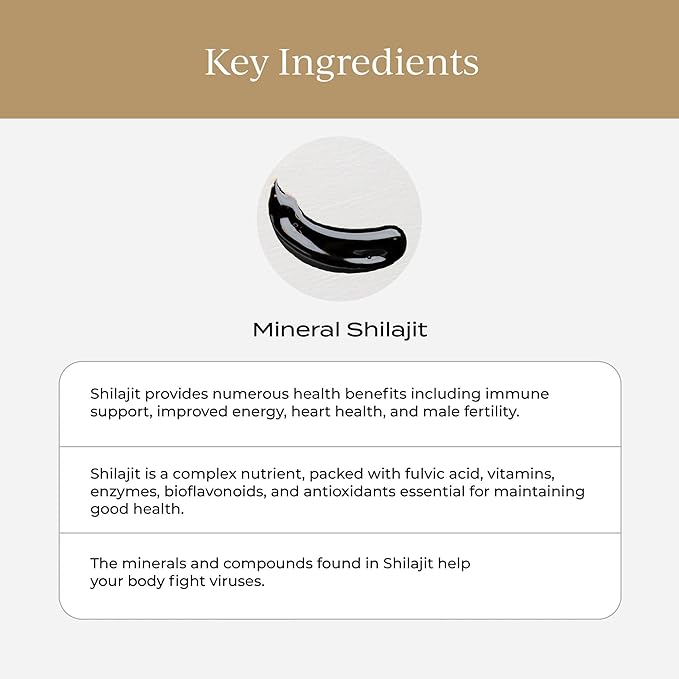 CYMBIOTIKA Pure Himalayan Shilajit Resin 500mg - 84+ Trace Minerals, High Potency with Elemental Gold & Fulvic Acid - for Energy, Focus, Immune & Digestive Support - Authentic Shilajit Resin