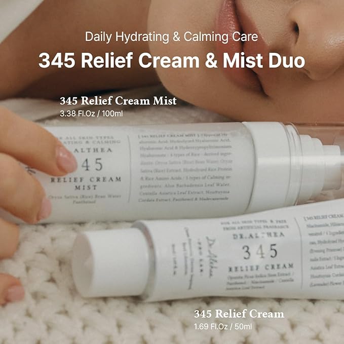 Dr.Althea 345 Relief Cream & Mist Duo | Soothing Recovery & Moisture for Sensitive Skin | Korean Vegan Skin Care Set for All Skin Types