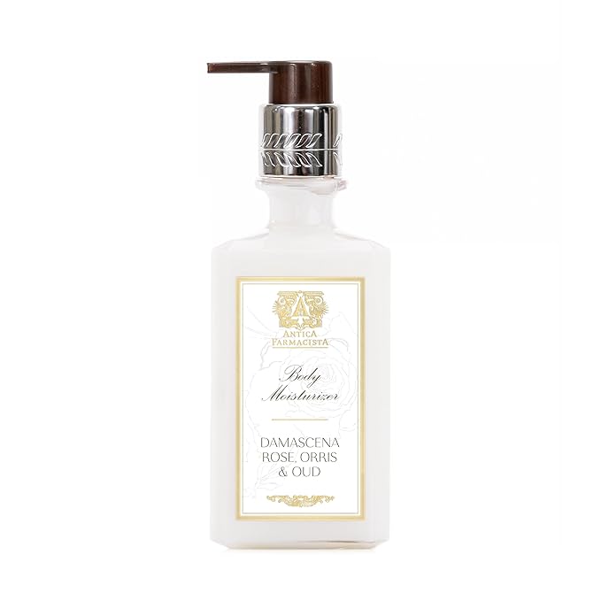Antica Farmacista Body Moisturizer - Scented Moisturizing Lotion with Aloe Vera, Green Tea & Sweet Almond Oil - Luxury Gift for Any Occasion - Damascena Rose, Orris & Oud, 10 fl oz