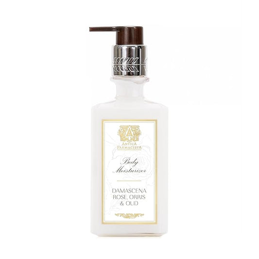 Antica Farmacista Body Moisturizer - Scented Moisturizing Lotion with Aloe Vera, Green Tea & Sweet Almond Oil - Luxury Gift for Any Occasion - Damascena Rose, Orris & Oud, 10 fl oz