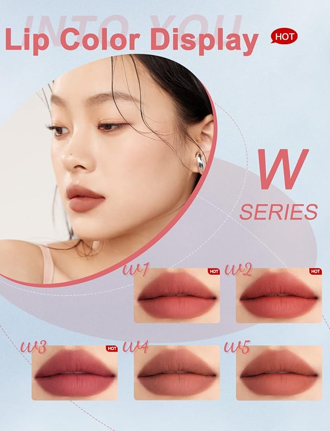 INTO YOU Matte Super Stay Waterproof Lip Stain, Soft Lightweight Smooth Lip Clay Mousse, Dual-Use Nude Lipstick (W4)