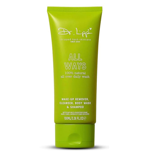 DR. LIPP All Ways Cleanser 100ml – 5-in-ONE Moisturizing Body Wash, Face Cleanser, Make-Up Remover, Shampoo & Shaving gel – 100% Natural Aloe Vera & Coconut Oil, Vegetarian & Fragrance Free