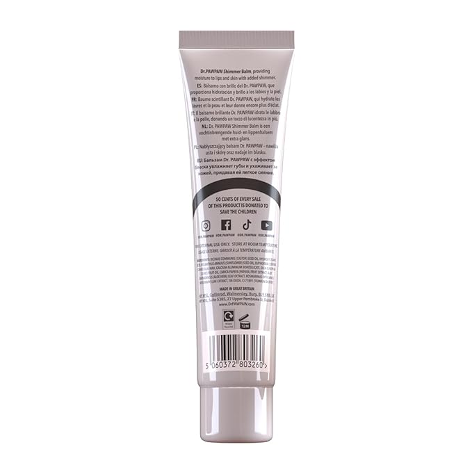 Dr.PAWPAW Shimmer, Multi-Purpose Natural No Fragrance Balm for Hydrating Lips, Skin, Hair, Cuticles, Nails & Beauty Finishing (25 ml)