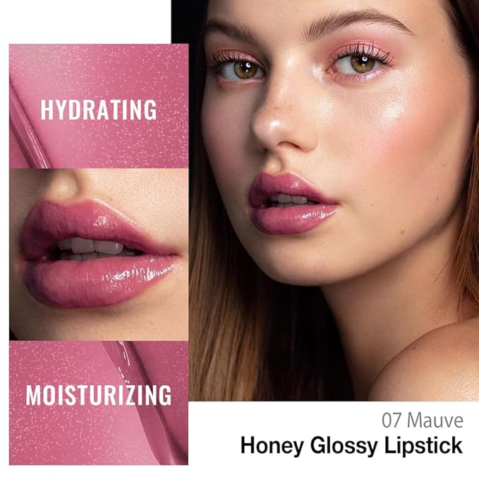 Mauve Honey Lipstick Tinted Lip Balm - Shine Moisturizing Lipstick for Women, Natural Nourishing Hydrating Lip Gloss Stain for Dry Lips, Tint Sheer Lightweight Makeup, Vegan - 1Pc #07 Mauve
