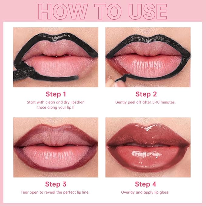 Peel Off Lip Liner & Gloss – Long-Lasting Smudge-Proof Peach Rose Lip Tint & Lip Stain Liner with Hydrating High Shine Gloss for Defined, Fuller Rosy-Peach Lips – Waterproof Soft Glam Lip Makeup