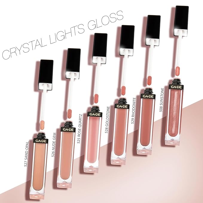 GA-DE Crystal Lights Lip Gloss, 527 - Enriched with Light-Reflecting Crystal Pearls - Smooth Silky, Rich Color - Moisturizes and Adds Shine - 0.2 oz