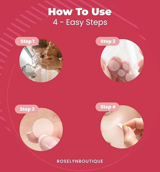 ROSELYNBOUTIQUE Pimple Patches for Face (60Ct - 4 Sizes 8,10,12,14mm) - Hydrocolloid Acne Spot Patches Blemishes Pore Strips - Vegan Facial Korean Skin Care Products Cruelty-Free (60 Dots)
