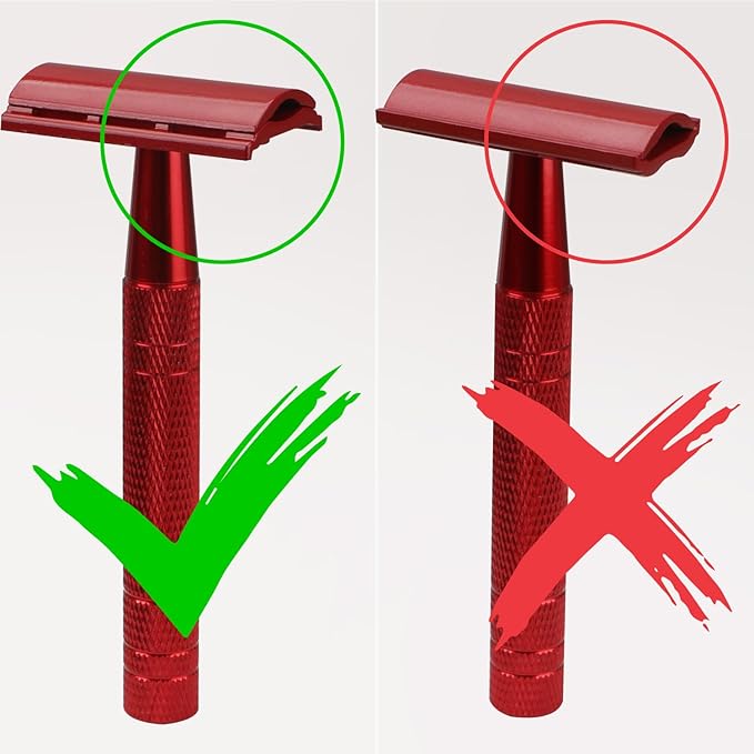 Safety Razor for Women and Men, Single Blade Razors, Reusable Metal Womens Razors for Shaving, with 10 Stainless Steel Double Edge Blades, Smooth and Close Shave, Plastic Free, Red